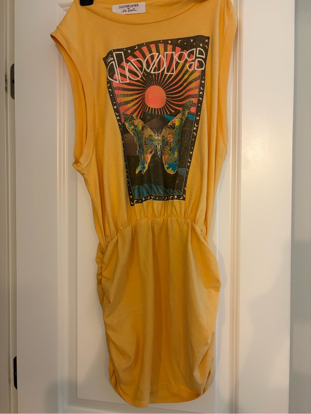 Free People Daydreamer The Doors Graphic Mini Dress Mustard Yellow Size S